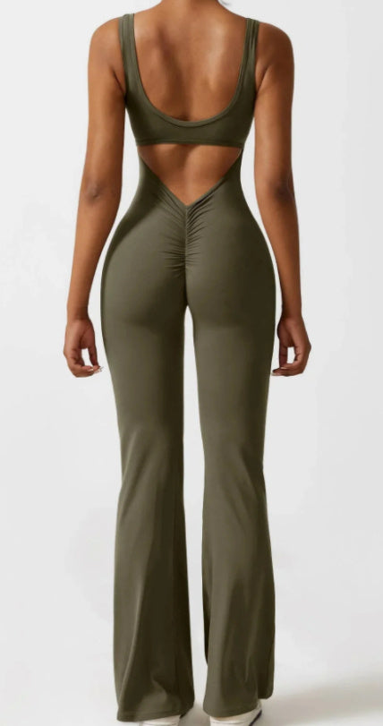 Seamless Yoga Bodysuit for Women - Tummy Control Hollow Back Workout Top & Casual Outfit